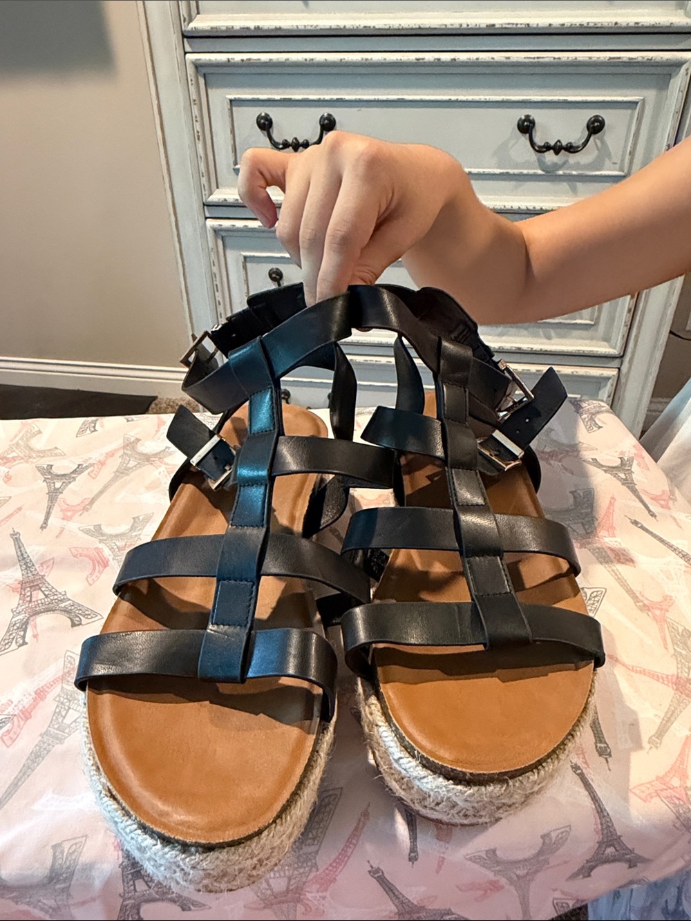 torrid Black Strappy Espadrille Platform Sandals with Tan Footbed